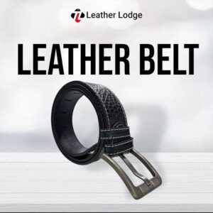 Leather Lodge Original Leather Belt 42mm Strap Croco Dies Black