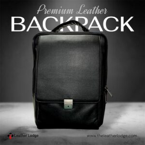 Leather Lodge Backpack With Lock Black