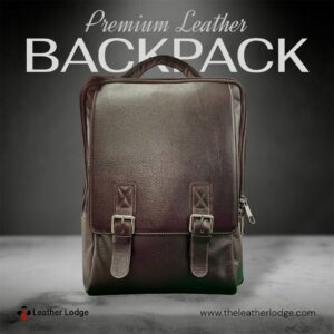 Leather Lodge Backpack With Front Double Belts Chocolate